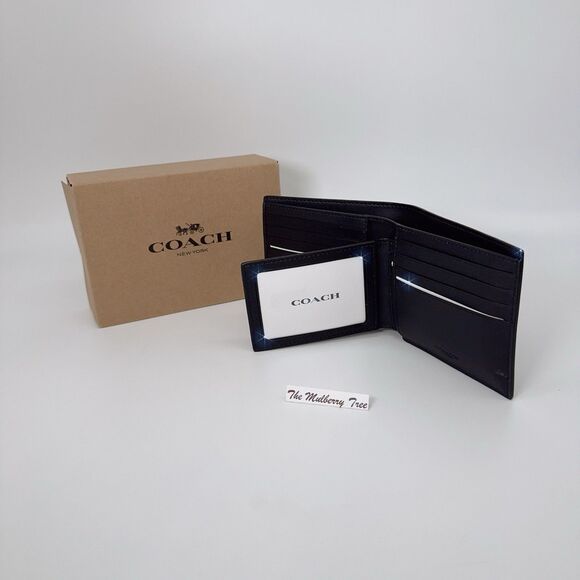 Coach 74993 Men’s 3-In-1 Card Wallet In Signature Canvas Black Oxblood Gift Box - Picture 5 of 8